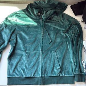 Pink Victoria's Secret Velvet Velour Hoodie, Green, Large